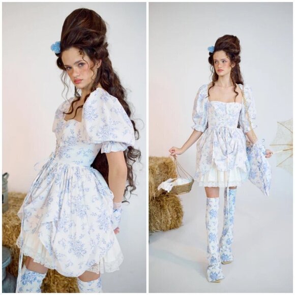 💕SELKIE💕 The Bed & Breakfast Kiera Dress ~ Blue Floral Print XXL - Picture 3 of 16